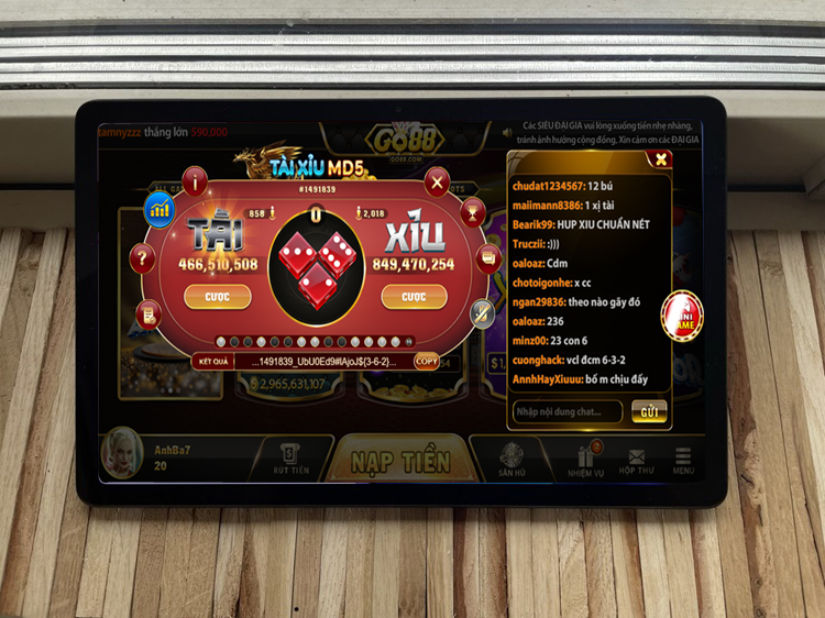 Chơi game Tài Xỉu MD5 trên máy Xiaomi Mi Pad 4